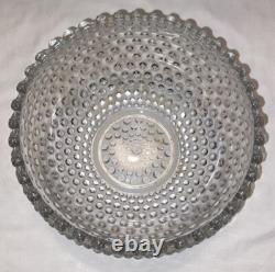 VTG Duncan Miller Clear Bubble Glass Hobnail Punch Bowl, Platter, Ladle, 10Cups
