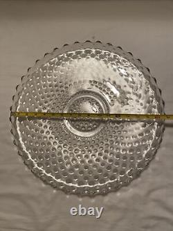 VTG Duncan Miller Clear Bubble Glass Hobnail Punch Bowl, Platter, Ladle, 10Cups