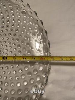 VTG Duncan Miller Clear Bubble Glass Hobnail Punch Bowl, Platter, Ladle, 10Cups