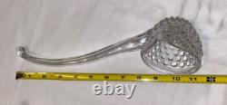 VTG Duncan Miller Clear Bubble Glass Hobnail Punch Bowl, Platter, Ladle, 10Cups