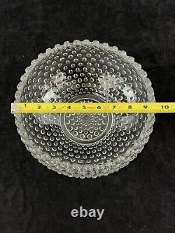 VTG Duncan Miller Clear Bubble Glass Hobnail Punch Bowl, Platter with 8 Cups
