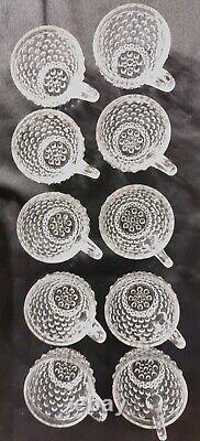 VTG Duncan Miller Clear Glass Hobnail Punch Bowl, Ladle, 10 Cups. Mint Cond 883G