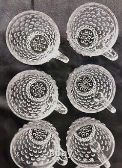 VTG Duncan Miller Clear Glass Hobnail Punch Bowl, Ladle, 10 Cups. Mint Cond 883G