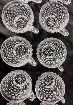 VTG Duncan Miller Clear Glass Hobnail Punch Bowl, Ladle, 10 Cups. Mint Cond 883G