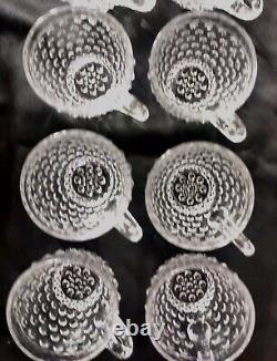 VTG Duncan Miller Clear Glass Hobnail Punch Bowl, Ladle, 10 Cups. Mint Cond 883G