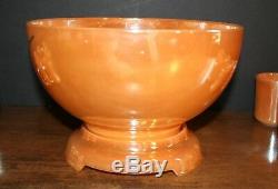 VTG FIRE KING EGG NOG PEACH LUSTER Punch Bowl Set 14 pieces NM