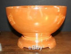 VTG FIRE KING EGG NOG PEACH LUSTER Punch Bowl Set 14 pieces NM