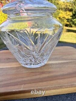 VTG German Hand Cut Pinwheel 24% Lead Crystal Lidded Punch Bowl Jar 7 Cups