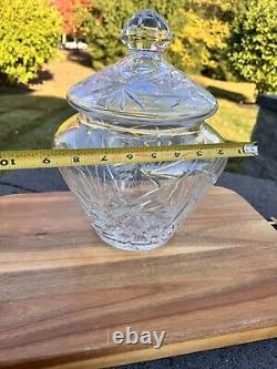 VTG German Hand Cut Pinwheel 24% Lead Crystal Lidded Punch Bowl Jar 7 Cups