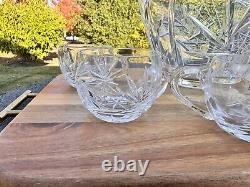 VTG German Hand Cut Pinwheel 24% Lead Crystal Lidded Punch Bowl Jar 7 Cups