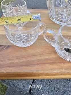 VTG German Hand Cut Pinwheel 24% Lead Crystal Lidded Punch Bowl Jar 7 Cups