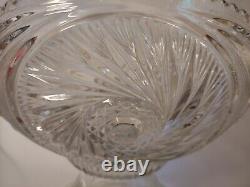 VTG Glass Punch Bowl Pedestal LE Smith American Brilliant Cut Aztec Pinwheel