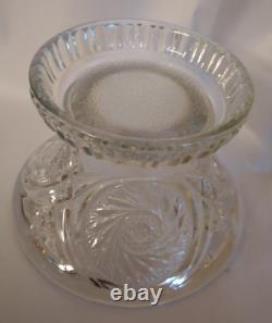 VTG Glass Punch Bowl Pedestal LE Smith American Brilliant Cut Aztec Pinwheel