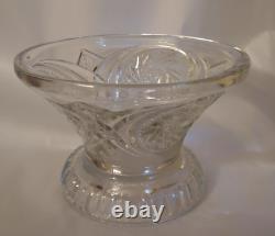 VTG Glass Punch Bowl Pedestal LE Smith American Brilliant Cut Aztec Pinwheel