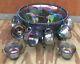 VTG Indiana Carnival Glass Blue Grape Harvest Iridescent Punch Bowl 12 Cups Set