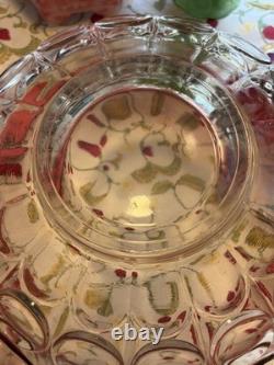 VTG Indiana Glass Kings Crown Ruby Red Scalloped Rim Punch Bowl With12 Cups