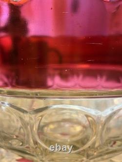 VTG Indiana Glass Kings Crown Ruby Red Scalloped Rim Punch Bowl With12 Cups
