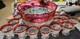 VTG Indiana Glass Kings Crown Ruby Red Scalloped Rim Punch Bowl With12 Cups/Ladle