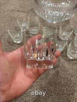 VTG L. E. LE Smith 76014-1 Crystal Glass Punch Bowl 14 Pc Set Original Box MCM