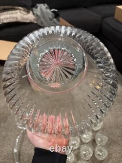 VTG L. E. LE Smith 76014-1 Crystal Glass Punch Bowl 14 Pc Set Original Box MCM