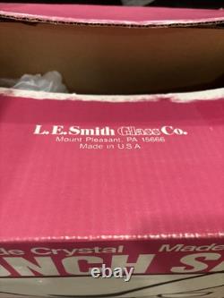 VTG L. E. LE Smith 76014-1 Crystal Glass Punch Bowl 14 Pc Set Original Box MCM