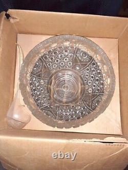 VTG L. E. LE Smith Handmade Crystal Glass Punch Bowl Set With 18 Cup Original Box