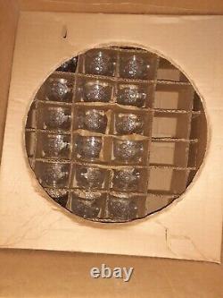 VTG L. E. LE Smith Handmade Crystal Glass Punch Bowl Set With 18 Cup Original Box