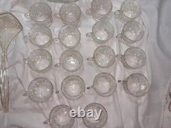 VTG L. E. LE Smith Handmade Crystal Glass Punch Bowl Set With 18 Cup Original Box