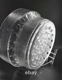 VTG L E Smith Crystal Textured Glass Bowl Punch Bowl Centerpiece HUGE Orig Label