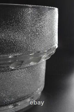 VTG L E Smith Crystal Textured Glass Bowl Punch Bowl Centerpiece HUGE Orig Label