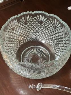 VTG L. E Smith Glass Pineapple Pattern Punch Bowl Set 18 Cups &Laddle