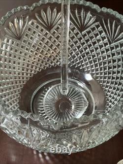 VTG L. E Smith Glass Pineapple Pattern Punch Bowl Set 18 Cups &Laddle