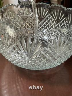 VTG L. E Smith Glass Pineapple Pattern Punch Bowl Set 18 Cups &Laddle
