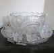 VTG LE Smith Glass Pinwheel Star Slewed Horseshoe Punch Bowl + Underplate + Cups