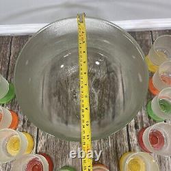 VTG Large 12 Pc Punch Bowl Set 11 Pedestal Candle Dip Sorrento Textured Glass