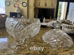 VTG Lead Crystal Punch Bowl With Lid Handcut