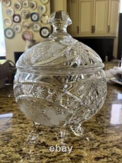 VTG Lead Crystal Punch Bowl With Lid Handcut