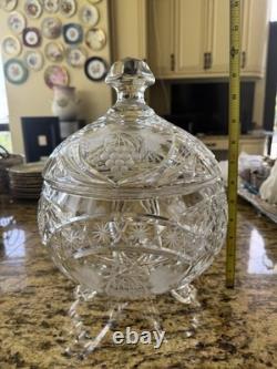 VTG Lead Crystal Punch Bowl With Lid Handcut