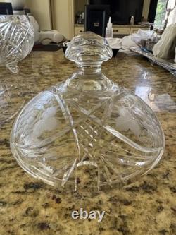 VTG Lead Crystal Punch Bowl With Lid Handcut