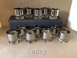 VTG MCM DOROTHY THORPE SILVER FADE PUNCH BOWL SET with 12 (6ozs) CUPS CADDY VGC