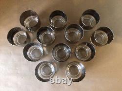 VTG MCM DOROTHY THORPE SILVER FADE PUNCH BOWL SET with 12 (6ozs) CUPS CADDY VGC
