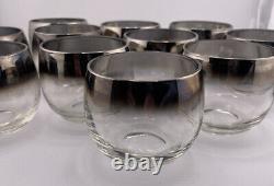 VTG MCM Dorothy Thorpe Silver Ombré Punch Bowl 12 Roly-poly Glasses Caddy Set