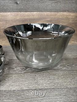 VTG MCM Dorothy Thorpe Silver Ombré Punch Bowl 12 Roly-poly Glasses Caddy Set