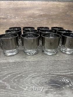 VTG MCM Dorothy Thorpe Silver Ombré Punch Bowl 12 Roly-poly Glasses Caddy Set