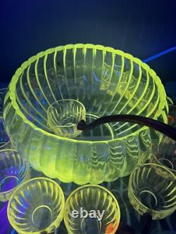 VTG MCM Manganese Duncan & Miller Radiance Punch Bowl Underplate Ladle & 12 Cups