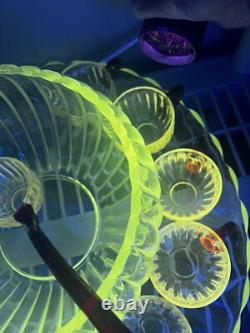 VTG MCM Manganese Duncan & Miller Radiance Punch Bowl Underplate Ladle & 12 Cups