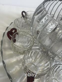 VTG MCM Manganese Duncan & Miller Radiance Punch Bowl Underplate Ladle & 12 Cups