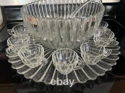 VTG Manganese Glass Heisey Crystolite Punch Bowl Set Underplate, Ladle & 12 Cups