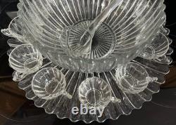 VTG Manganese Glass Heisey Crystolite Punch Bowl Set Underplate, Ladle & 12 Cups