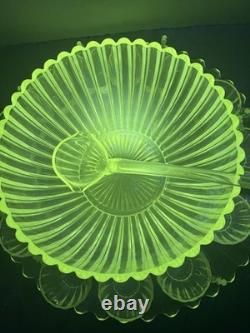 VTG Manganese Glass Heisey Crystolite Punch Bowl Set Underplate, Ladle & 12 Cups